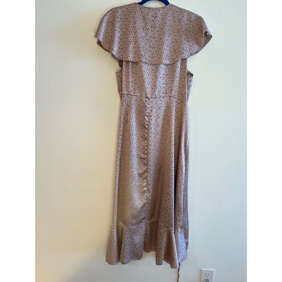 Missguided - Blush Polka Dot Satin Ruffle Tea Dress - Picture 4 of 7